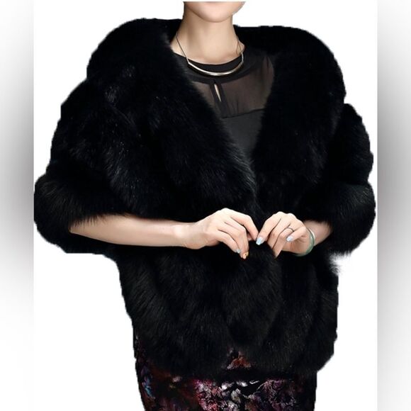Caracilua OS women's luxury faux fur jacket/wrap/cape/shawl for wedding party - Picture 1 of 11